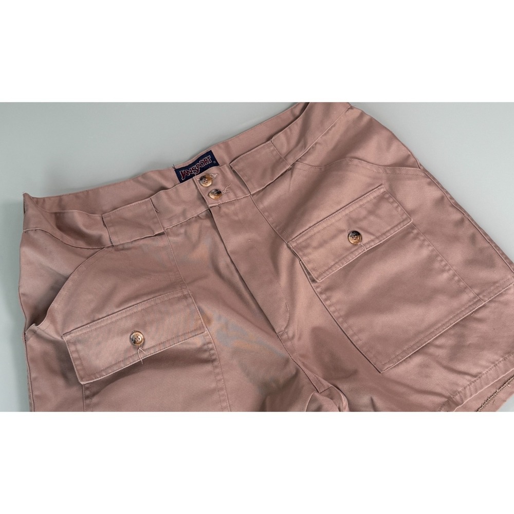 VTG Y2k JANSPORT Solid Khaki Cotton Blend Mens Cargo Shorts - 38x6